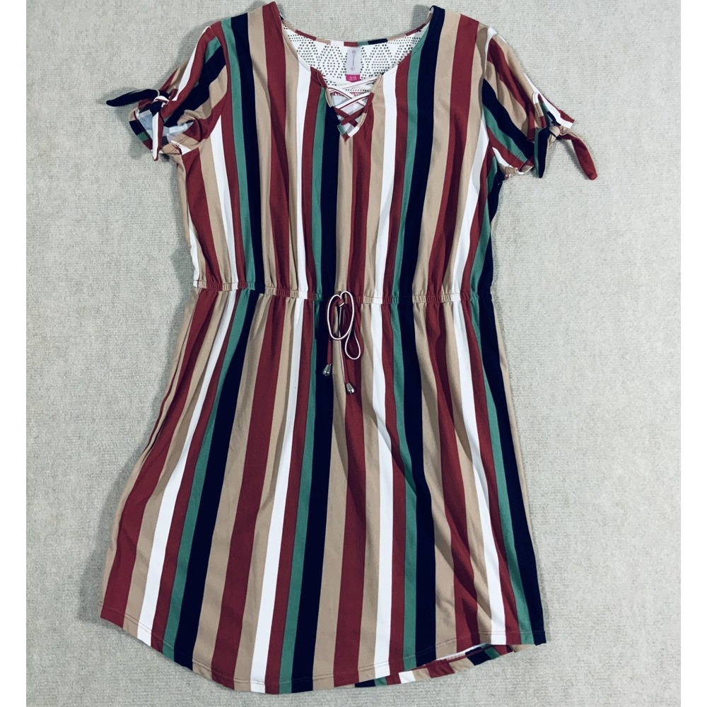 No Boundaries Warm Colors V neck Boho Tied Dress Size XL (15-17)